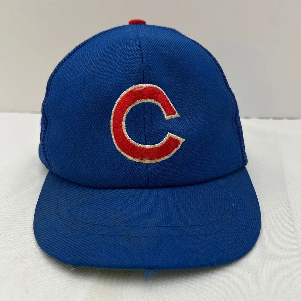 Vintage Chicago Cubs MLB Baseball Trucker Hat Cap youth ANNCO Red White Blue‎ - Picture 3 of 9
